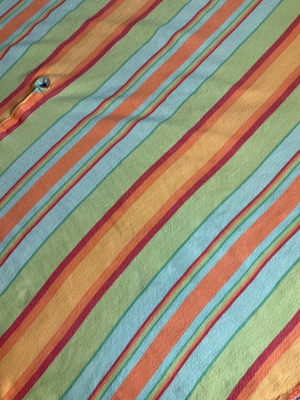 VTG MCM Cotton Park Cottage Striped Cotton Outdoor Round Tablecloth Umbrella Hol - Picture 5 of 13